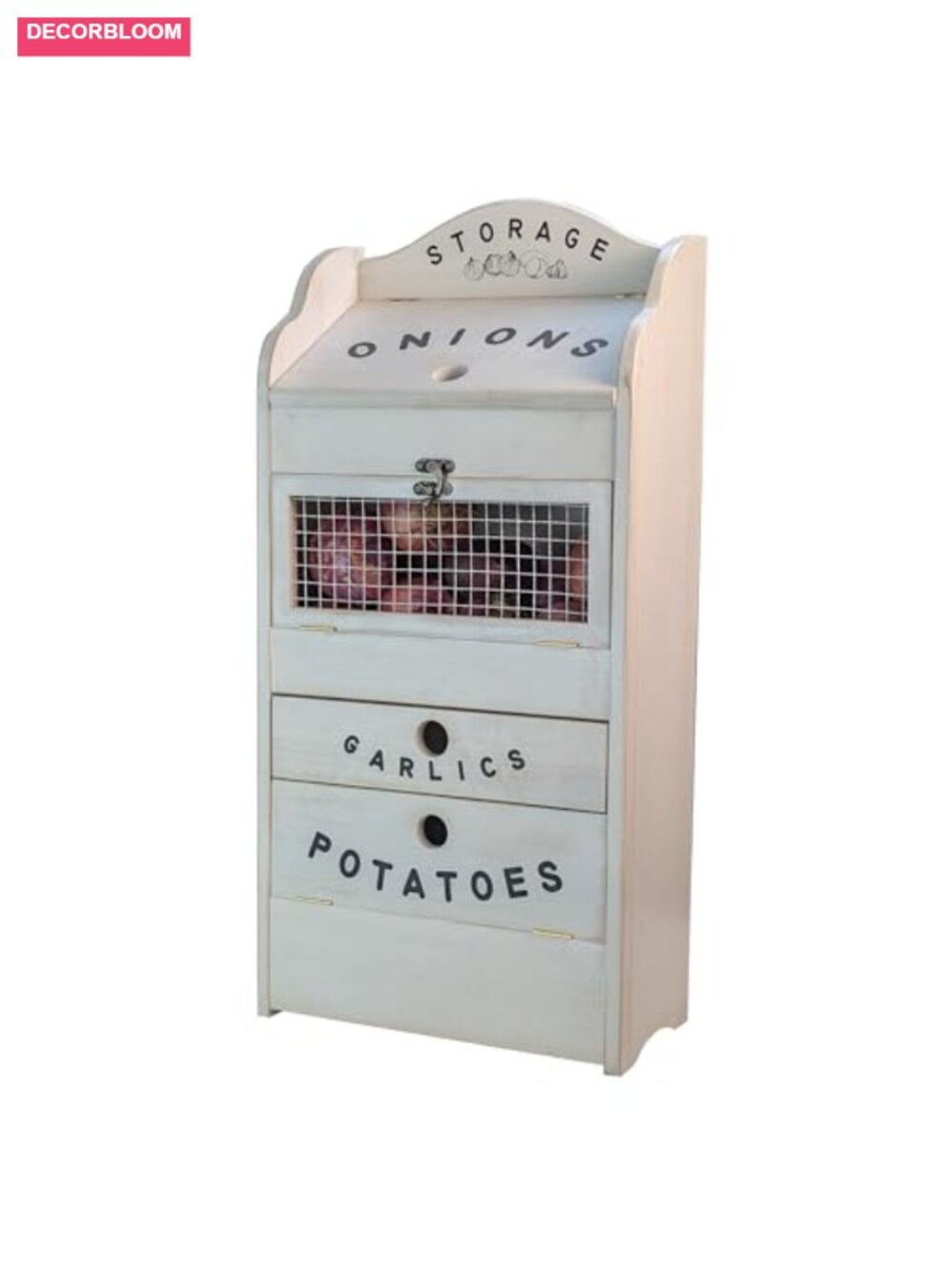 Pine Wood Veggie Bin Potato Onion Garlic Keeper Kitchen Storage Organizer